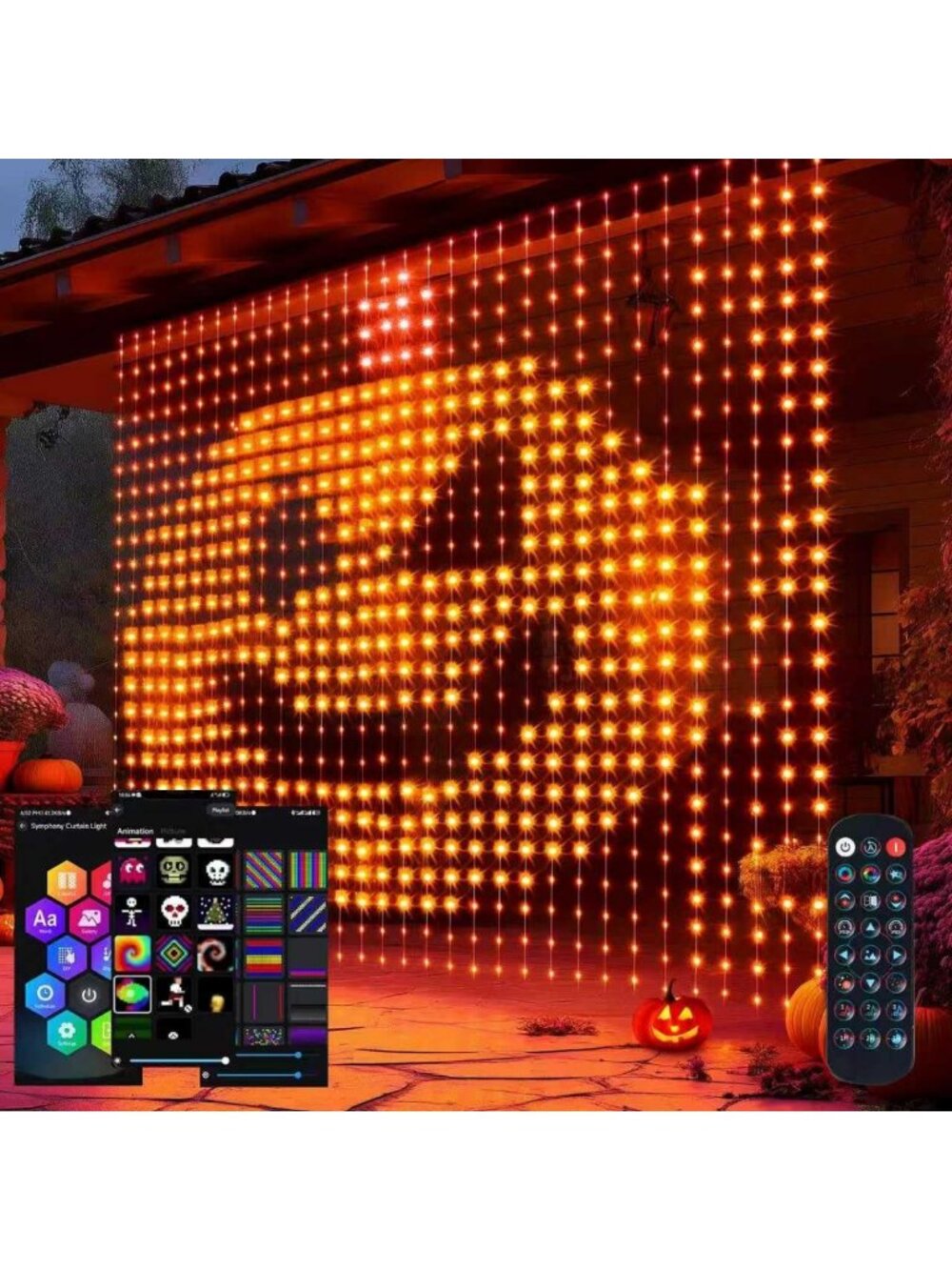 Color Changing Curtain Lights - 400 LED Fairy String Lights for Halloween